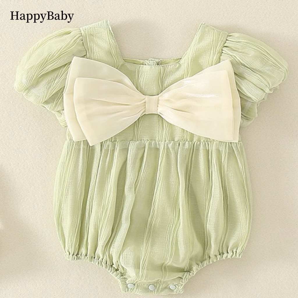 【HappyBaby】婴幼儿衣服夏装连衣裙包屁女宝宝连体衣薄款蝴蝶结