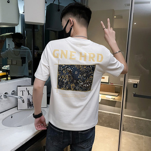 半袖 短袖 t恤男装 刺绣体恤 休闲快手潮牌个性 修身 潮流圆领时尚 夏季
