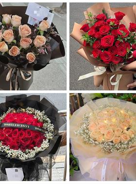 圣诞玫瑰鲜花束送老婆女朋友送上海市青浦区重固镇白鹤镇同城花店