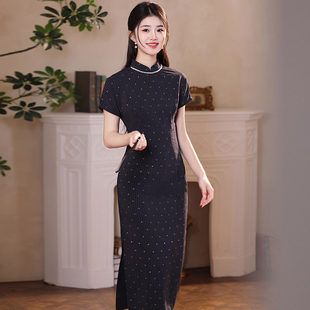 长款 夏季 旗袍改良年轻款 女高级感短袖 2026新款 波点条纹国风新中式