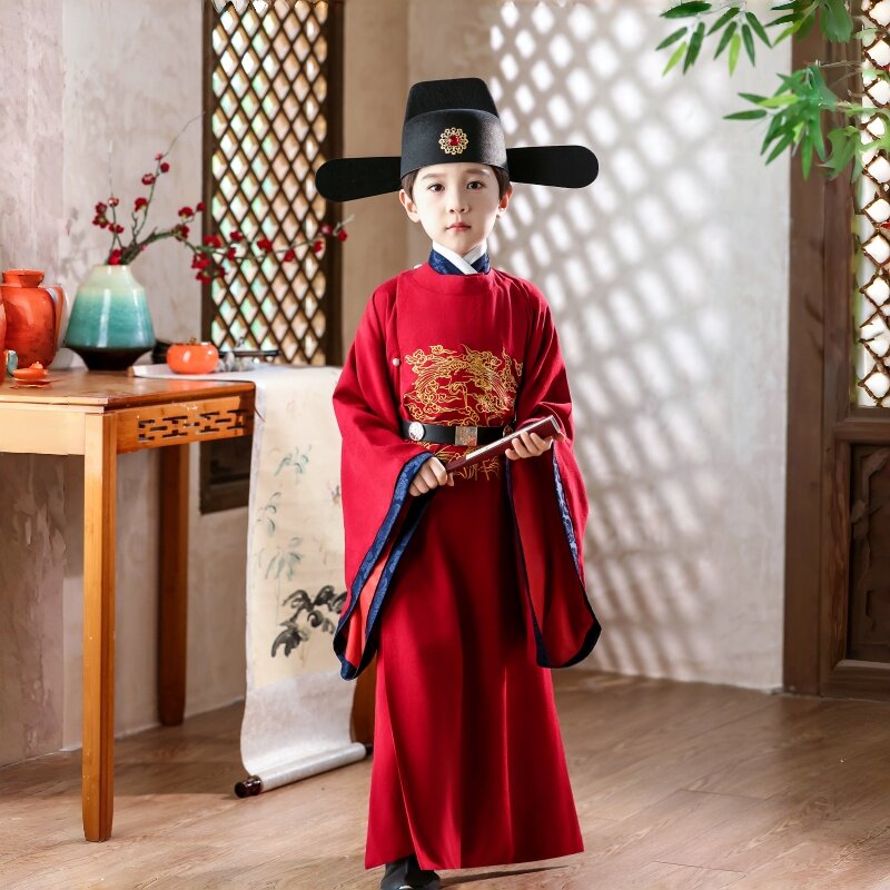 男童明制汉服龙袍刺绣演出服
