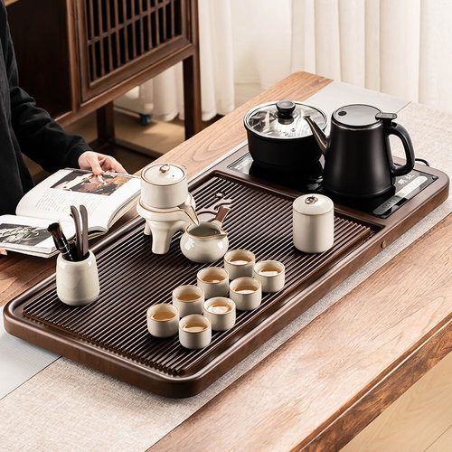 整套茶具套组家用客厅高档全自动上水一体泡茶台电木纹茶盘烧水壶