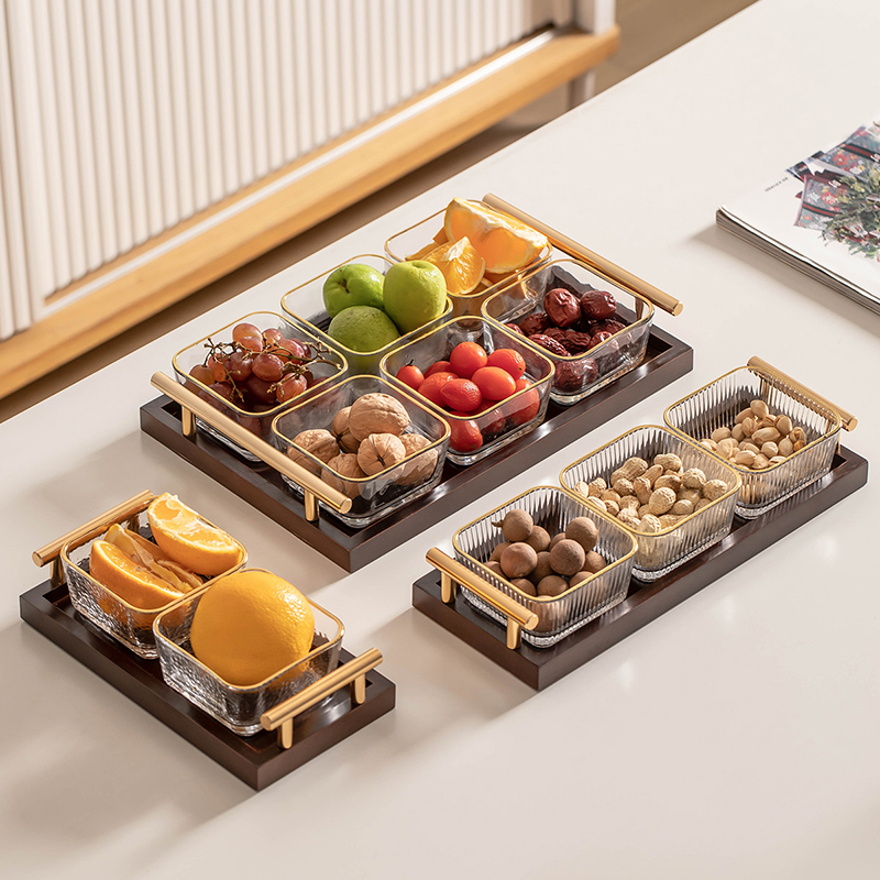 瓷牌茗玻璃轻奢茶果盘