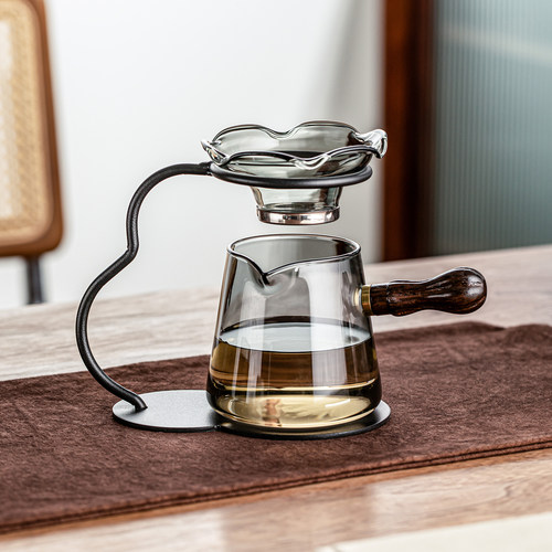 瓷牌茗玻璃一体公杯茶滤架