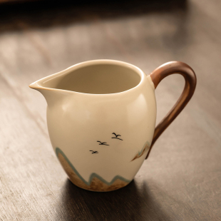 米黄汝窑公道杯高端陶瓷茶杯分茶器茶海单个泡茶功夫茶具配件公杯