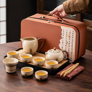 高档露营泡茶壶盖碗外出喝茶装 瓷牌茗旅行茶具套装 备随行茶杯茶盘