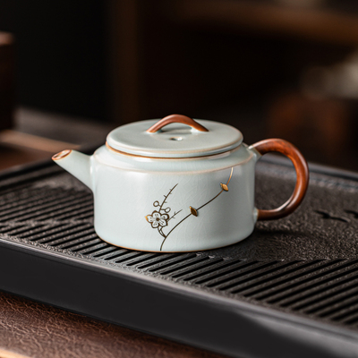 瓷牌茗天青汝窑锔钉汉瓦一人饮