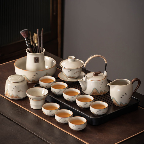瓷牌茗防烫手柄功夫茶具