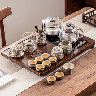 家用办公全套烧水壶茶台一体全自动整套喝茶器 瓷牌茗功夫茶具套装