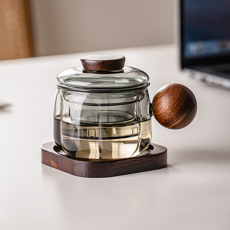 高颜值玻璃墩墩杯茶水分离杯