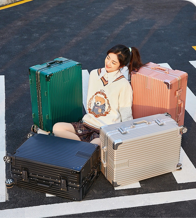 铝框网红复古行李箱20寸登机箱旅行箱24寸拉杆箱密码箱26寸铝框