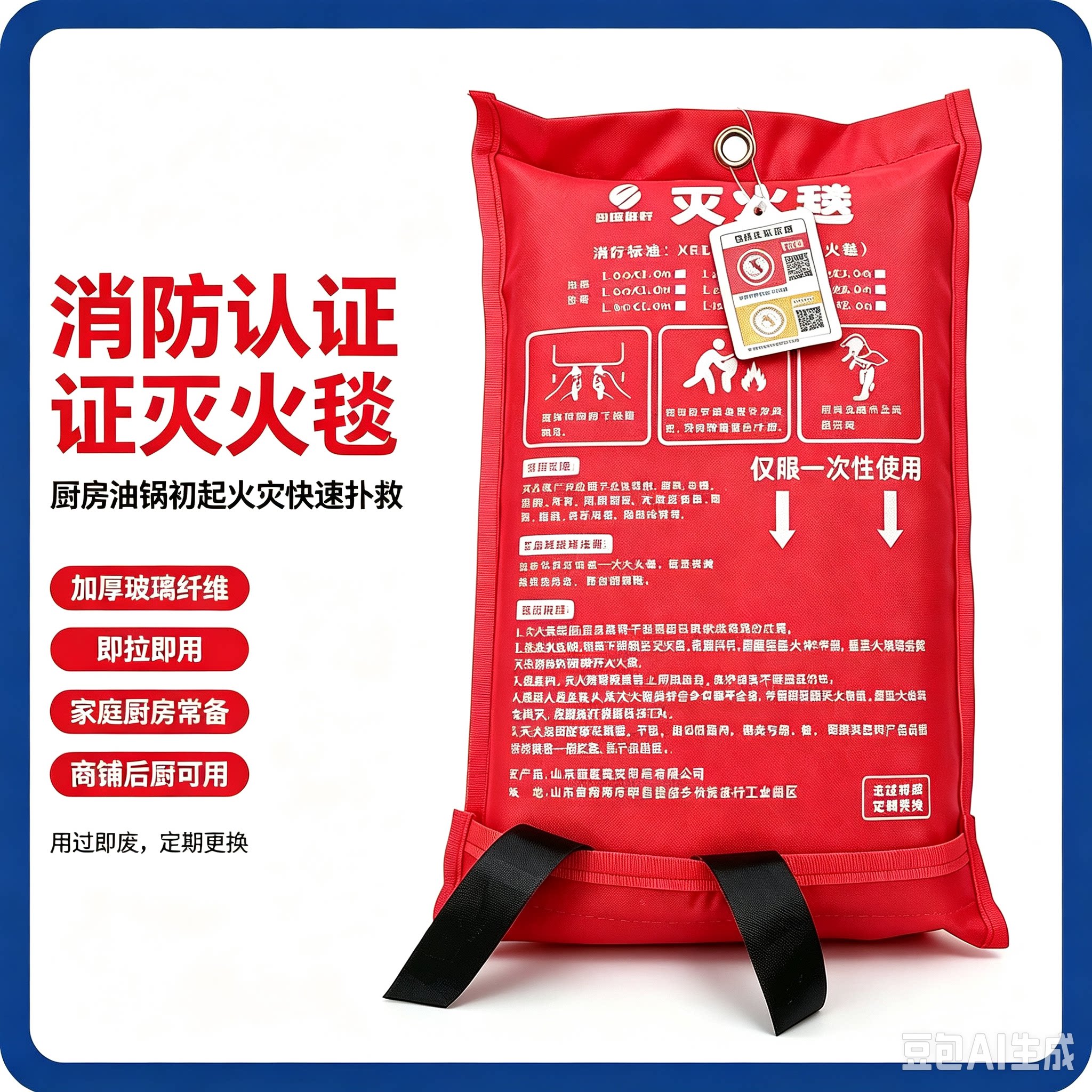 灭火毯家用消防认证1.5米2米国标厨房商用3C证硅胶防火毯专用阻燃