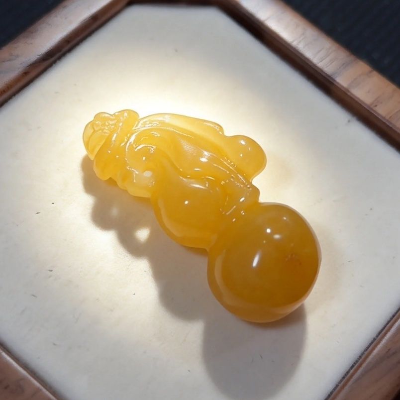 精品云南龙陵黄龙玉玉石福禄常在葫芦吊坠挂件黄玉石挂件送挂绳
