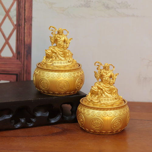 赵公明聚宝盆转转摆件客厅酒柜办公室装饰品摆设店铺开业招财