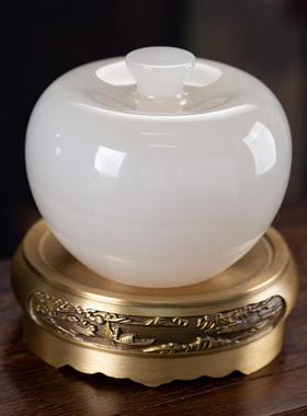 石诚记天然玉石平安果摆件中式