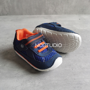 striderite喜健步软底宽头撞色四季魔术贴一脚蹬机能学步鞋