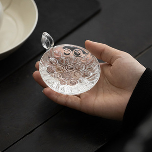水晶玻璃莲蓬盖置茶壶盖碗盖子配件壶盖托茶具配件垫茶道摆件