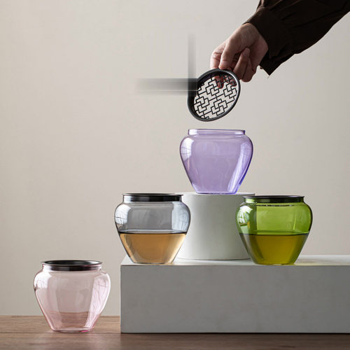 疏影彩色玻璃建水茶渣缸家用茶洗