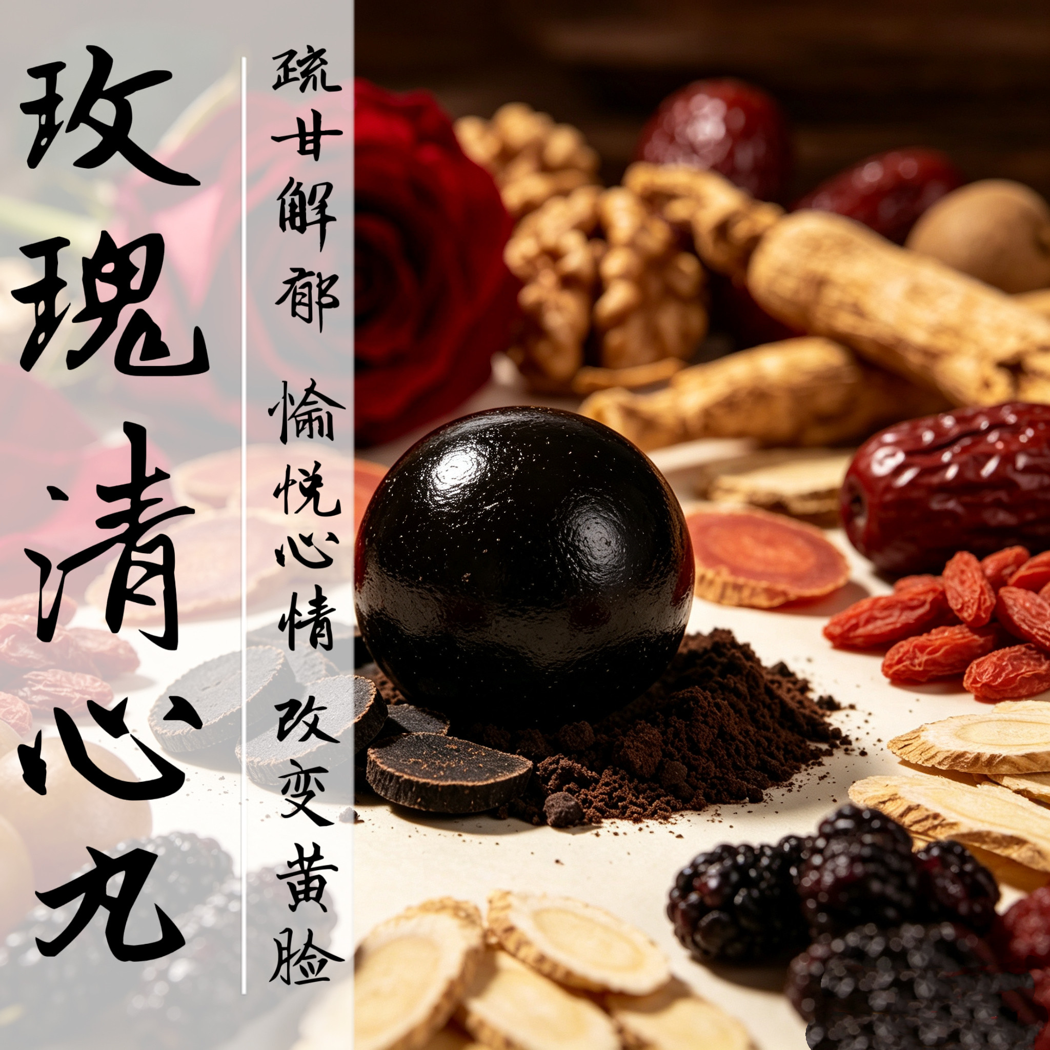 玫瑰清心丸生气易怒睡不好玫瑰黄芪红参丸养生丸滋补女性食品气血