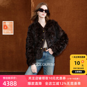 夹棉保暖高奢外套M 紫貂貂皮大衣真皮草短款 三彩2025冬季 新款