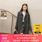 新款 呢大衣外套中长胖MM 女装 2025冬季 绵羊毛 若潮大码