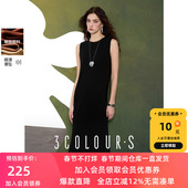 醋酸小黑裙圆领无袖 三彩2025春季 新款 连衣裙直筒长裙极简S