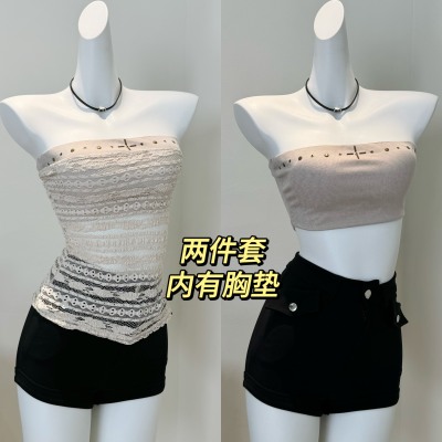 胸垫裹胸美式辣妹上衣