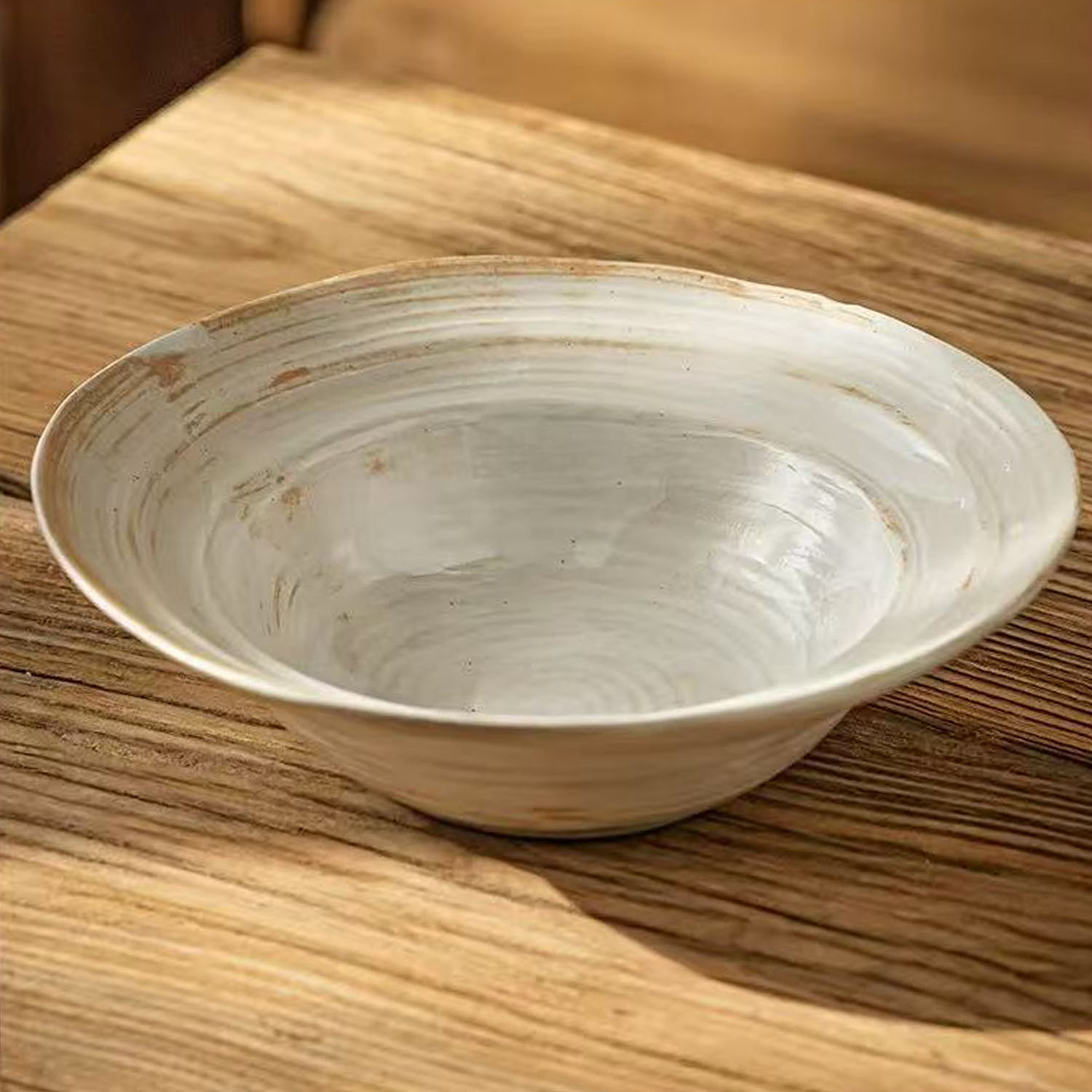 日式草帽碗复古面碗陶瓷碗沙拉碗粗陶餐具网红餐具做旧风格