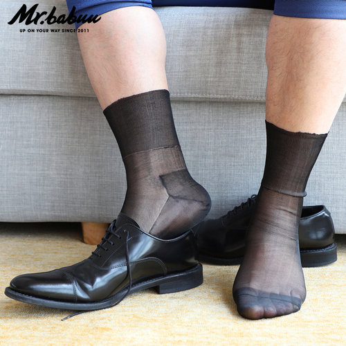 包邮松口老式锦纶男士丝袜商务透