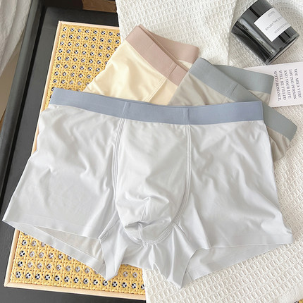 7A抑菌冰丝男士内裤纯棉裆春夏季轻薄飘飞透气宽松男生平角四角裤