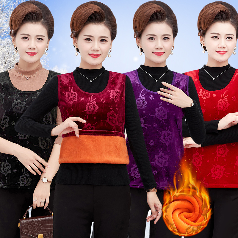 冬季加厚加绒保暖背心女大码
