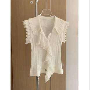 新款 时尚 针织衫 ICCLEK 女 2025春季 荷叶边无袖 5768 PARSS