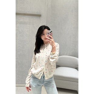 温柔风外套 法式 2198 圆领针织开衫 薄款 田园风碎花开衫 女长袖