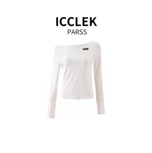 ICCLEK PARSS 2025新款早秋夏设计感斜字肩洋气百搭显瘦长袖-5856