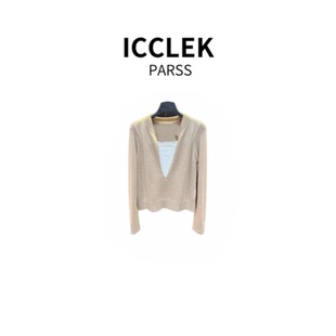 早秋轻奢简约拼接假两件蕾丝边针织衫 2025新款 5869 PARSS ICCLEK