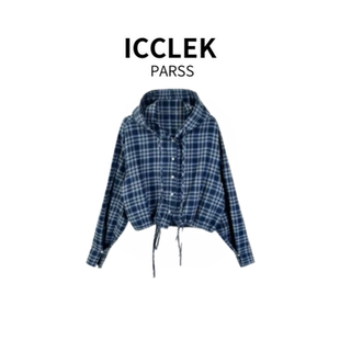 早秋轻奢简约气质名媛格子连帽针织衫 2025新款 5930 PARSS ICCLEK