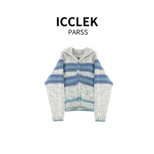 早秋轻奢撞色条纹拼接拉链针织开衫 2025新款 7006 PARSS ICCLEK