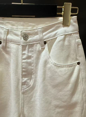 2026春季新款白色高腰牛仔裤女显瘦直筒百搭时尚-1764