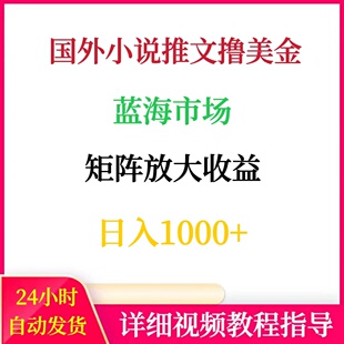 国外小说推文撸美金矩阵操作日入1000+网络副业创业赚钱搬砖项目