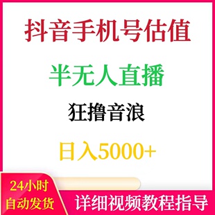 抖音手机号估值日入5000+半无人直播不露脸内带脚本网络赚钱副业