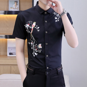 大量备货 商务条纹短袖休闲衬衫潮流宽松衬衣男302-P35图片