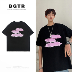 Hong Kong Style T-shirt 2021 new men's short sleeve loose fit with Korean fashion