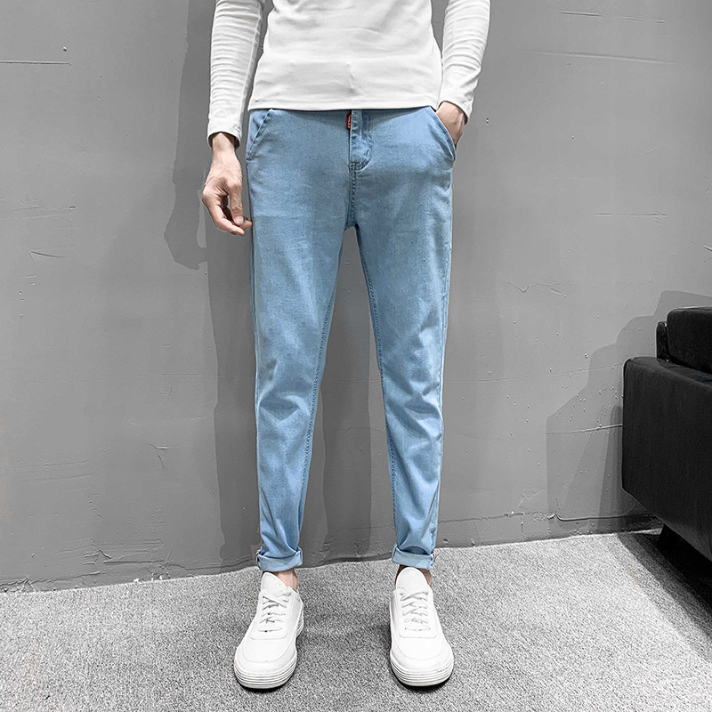 四季做不断货九分牛仔裤男社会小伙修身小脚裤男士,男装牛仔裤,星座301D(原星座1004-8）
