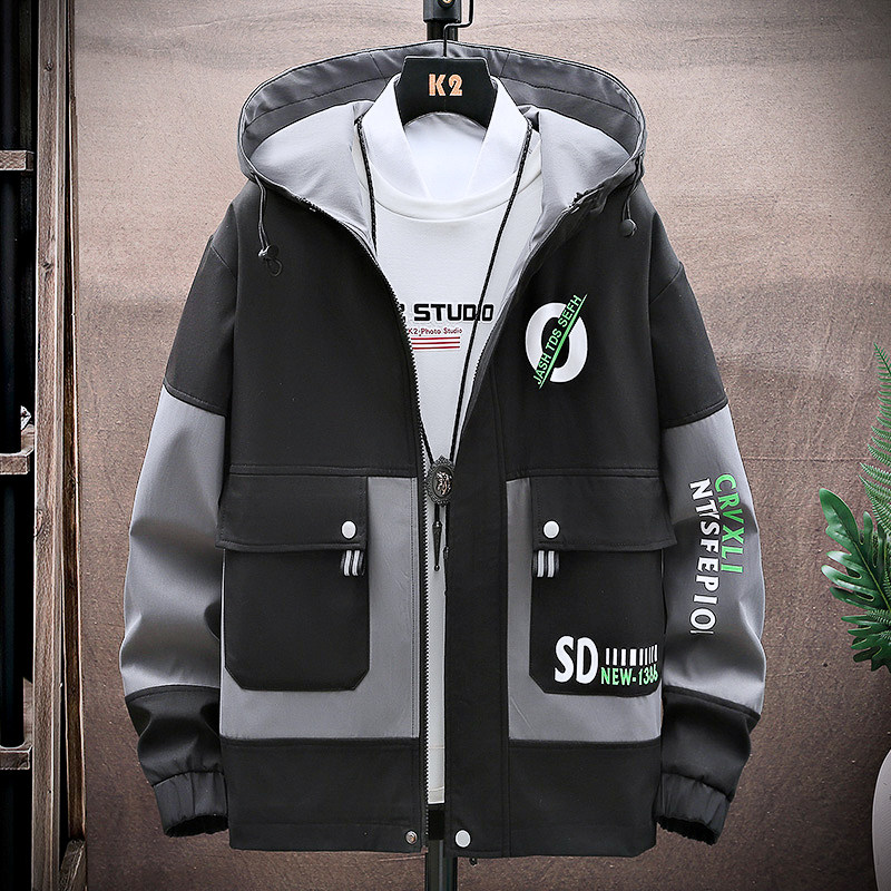 数据好~2021新款休闲夹克男青年潮流拼色工装夹克外套JK898-P55,男装夹克,星座301D(原星座1004-8）