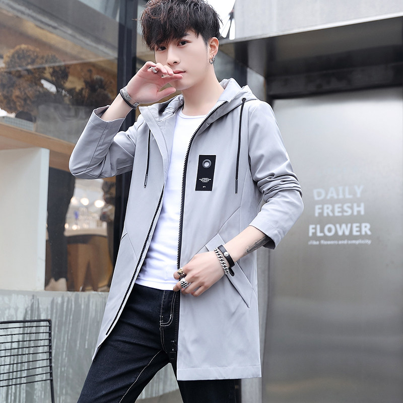 好卖款春季中长款休闲风衣流行时尚男装休闲夹克男外套8929-P45图片