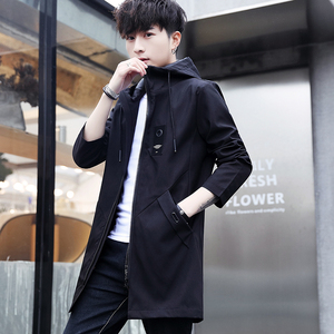 好卖款春季中长款休闲风衣流行时尚男装休闲夹克男外套8929-P45图片