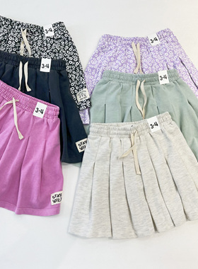 出口澳单1-10岁中大女童宝宝纯色碎花运动风百褶裙网球半身裙