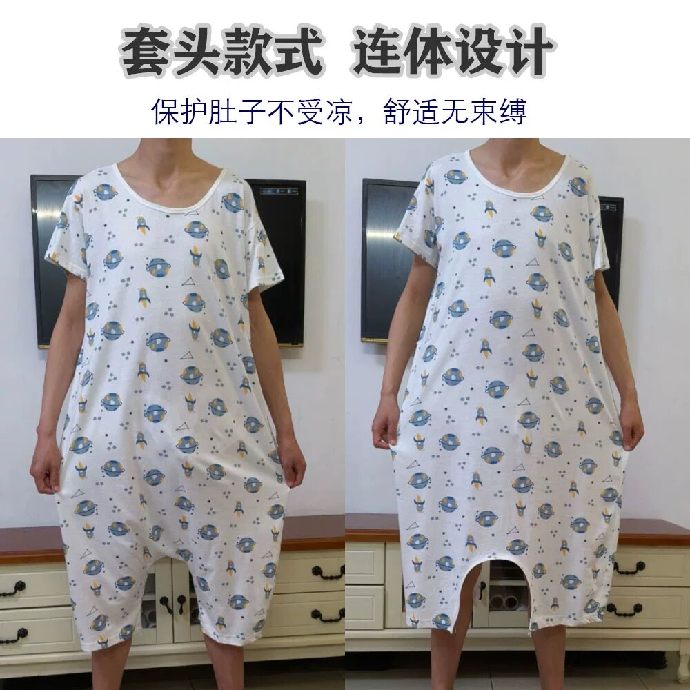 夏季成人老人连体衣瘫痪老人连体睡衣/家居服套装