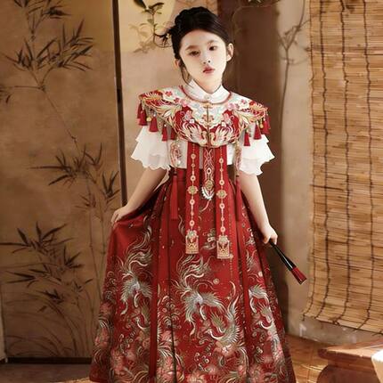 明制女童汉服马面裙套装2026新款女童夏秋国风新中式儿童高端古装