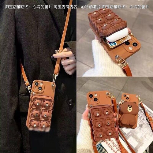 布朗熊零钱包OPPOReno15c/16/14机壳A6sproA1proA2pro斜挎A57A58x